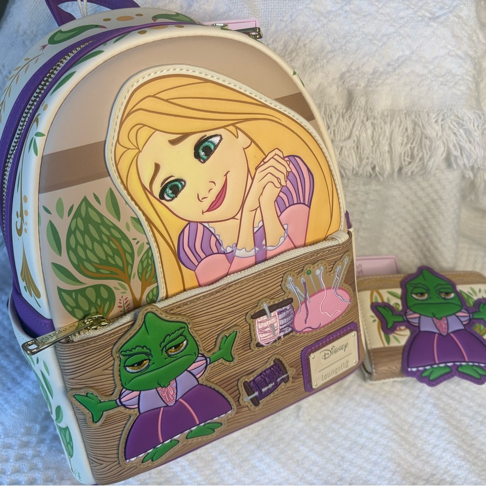 Loungefly Disney Rapunzel Backpack w/Matching Wallet Set